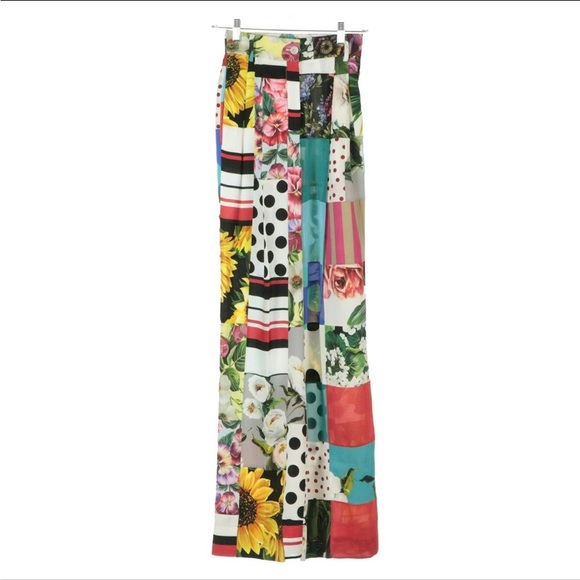 DOLCE & GABBANA Printed Silk Crêpe Wide-Leg Pants Sz 36 NWT - Picture 4 of 10